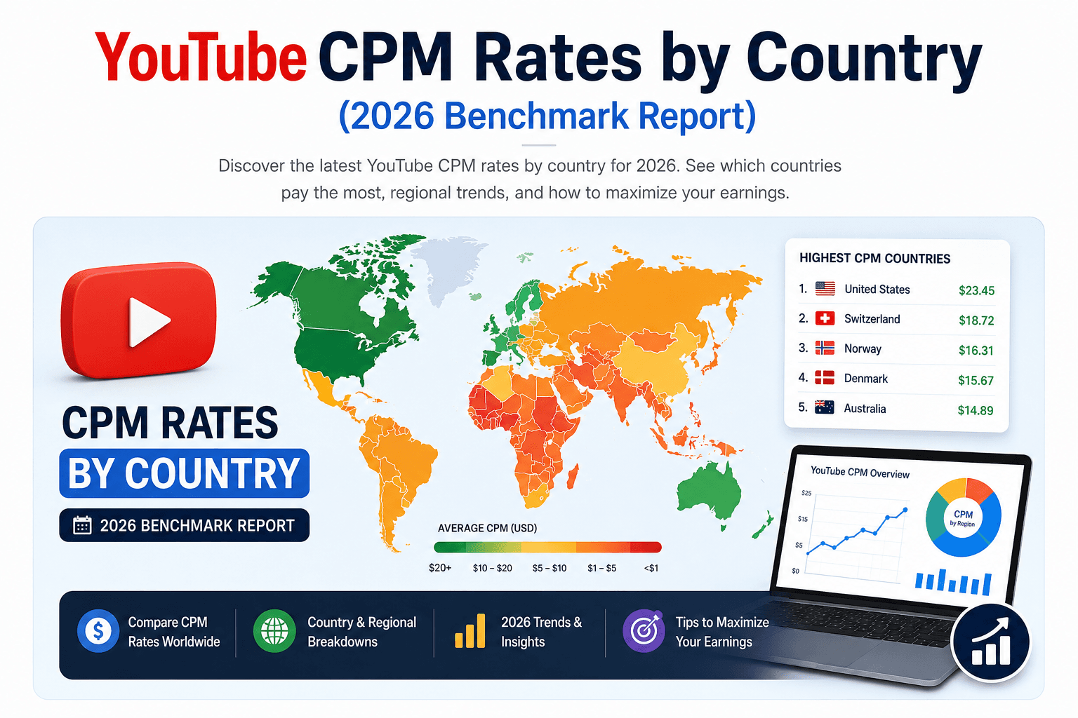 YouTube CPM Rates by Country (2026 Benchmark Report)